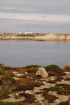 Ar Ru. Ruines d`anciennes fortifications, vue sur la Baie de Lampaul et le phare du Créac`h.